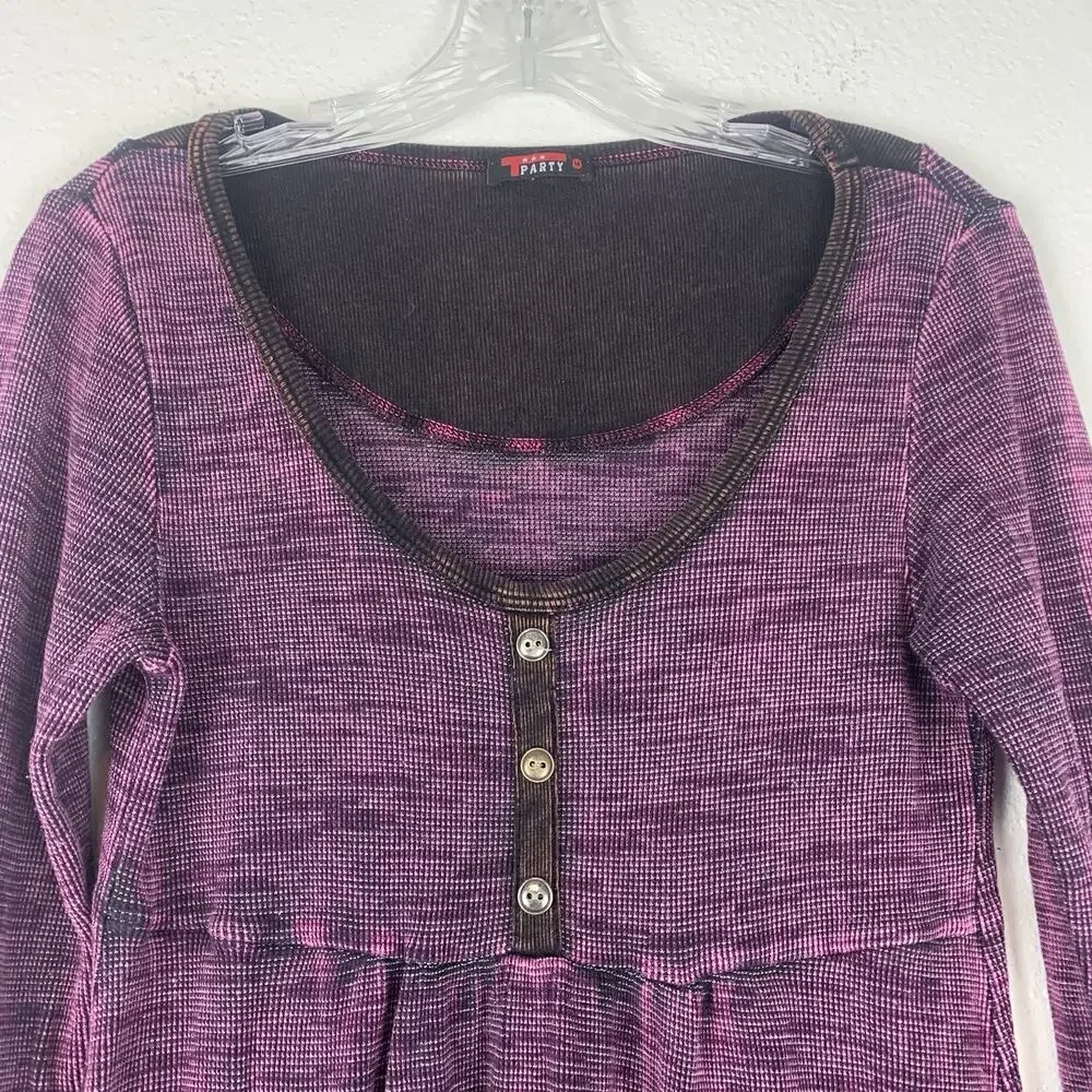 T-Party‎ Shirt Womens Medium Tunic Rhinestone Embellished Top McBling y2k